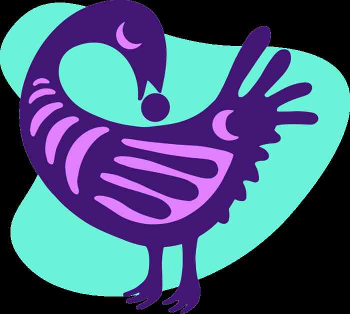 Image of Sankofa - illustration of a purple bird with light purple markings looking back, meant to represent sankofa.